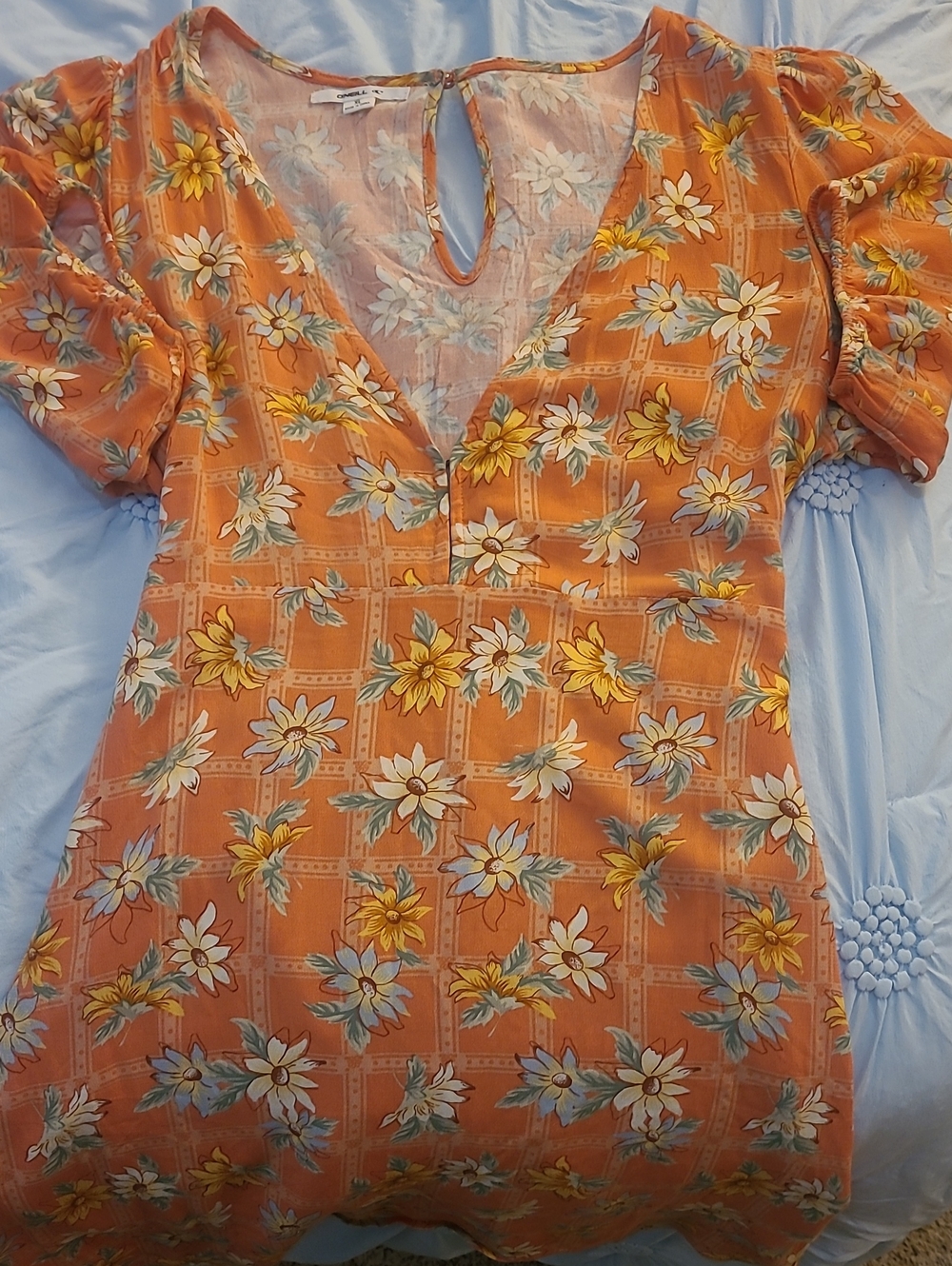 Women's O'neill Orange Floral V-Neck Summer Dress XL